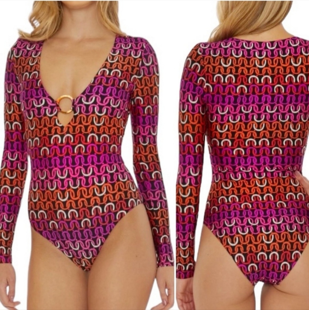 Trina Turk Echo Long Sleeve Paddle Suit Swimsuit Women's Size Medium NWT